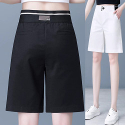 高爾夫褲子女夏季短褲大碼高腰直筒五分褲顯瘦彈力運動休閒濶腿褲