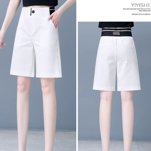 高爾夫褲子女夏季短褲大碼高腰直筒五分褲顯瘦彈力運動休閒濶腿褲 高爾夫褲子女夏季短褲大碼高腰直筒五分褲顯瘦彈力運動休閒濶腿褲