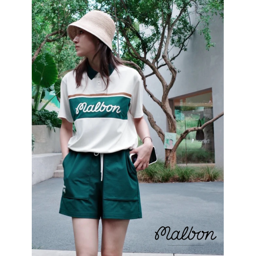 韓國malbon高爾夫女士套裝運動短袖Polo衫25新款百搭修身顯瘦短褲 韓國malbon高爾夫女士套裝運動短袖Polo衫25新款百搭修身顯瘦短褲