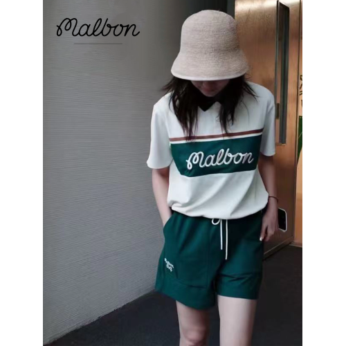 韓國malbon高爾夫女士套裝運動短袖Polo衫25新款百搭修身顯瘦短褲 韓國malbon高爾夫女士套裝運動短袖Polo衫25新款百搭修身顯瘦短褲
