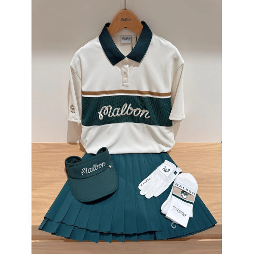 韓國malbon高爾夫女士套裝運動短袖Polo衫25新款百搭修身顯瘦短褲 韓國malbon高爾夫女士套裝運動短袖Polo衫25新款百搭修身顯瘦短褲