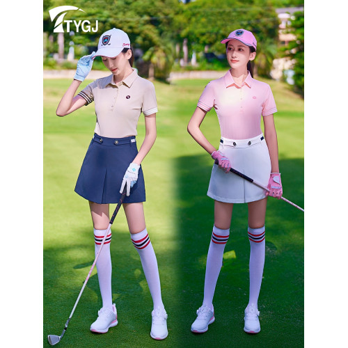 2025夏季新款 高爾夫女士速乾短袖 T恤輕薄百搭修身顯瘦短裙套裝