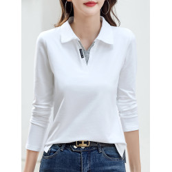 高爾夫女裝長袖翻領t恤衫秋冬季休閒運動V領打底衫polo上衣球服