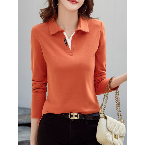 高爾夫女裝長袖翻領t恤衫秋冬季休閒運動V領打底衫polo上衣球服 高爾夫女裝長袖翻領t恤衫秋冬季休閒運動V領打底衫polo上衣球服