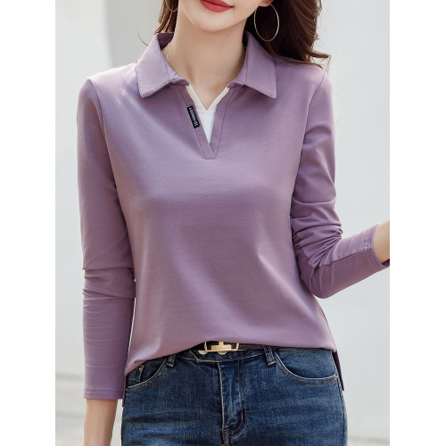 高爾夫女裝長袖翻領t恤衫秋冬季休閒運動V領打底衫polo上衣球服 高爾夫女裝長袖翻領t恤衫秋冬季休閒運動V領打底衫polo上衣球服