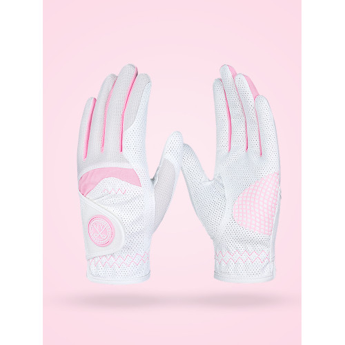 高爾夫球手套女士韓版防滑型手套透氣網布耐磨手套 左右雙手1雙裝
