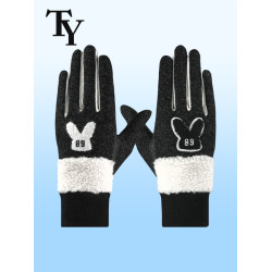 2025新款高爾夫手套女雙手加厚冬季保暖半指白色黑色女士觸控螢幕