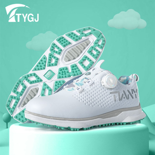 高爾夫兒童球鞋防水透氣旋轉鈕鞋帶運動休閒百搭防滑鞋釘輕便鞋子