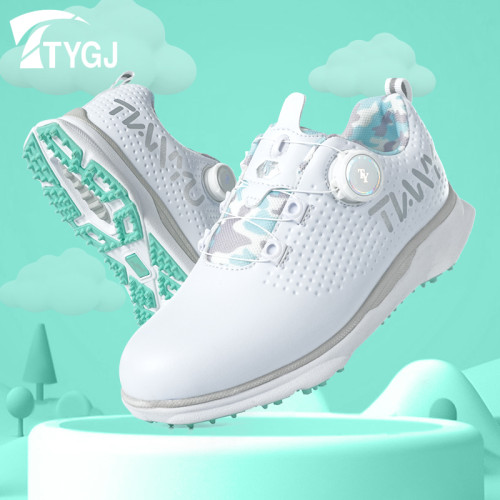 高爾夫兒童球鞋防水透氣旋轉鈕鞋帶運動休閒百搭防滑鞋釘輕便鞋子