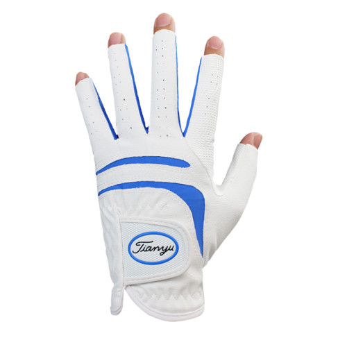 2衹可 高爾夫球手套 男士露指防滑PU皮革耐磨透氣可觸控螢幕手套