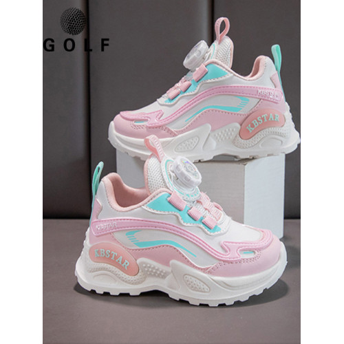 新兒童高爾夫鞋女童旋轉鞋帶防滑小白鞋男童舒適透氣防水運動球鞋