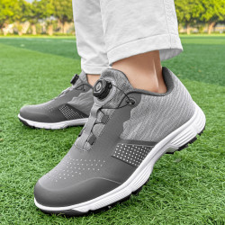 時尚帶釘專業高爾夫球鞋男士防滑運動休閒戶外大碼自動紐釦訓練鞋