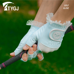 高爾夫手套女士露指手套透氣網布夏季防曬手指初學雙手GOLF手套新