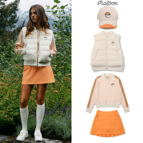 韓國MALBON高爾夫女裝運動時尚套裝鴨舌帽羽絨服針織衫防走光短裙