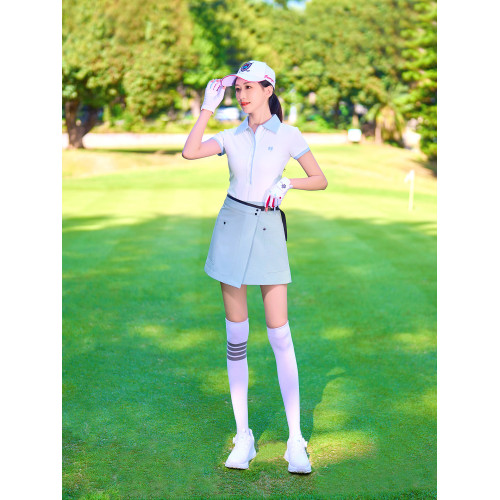 新款高爾夫球服裝女士短袖T恤POLO衫防走光短裙運動速乾衣服套裝
