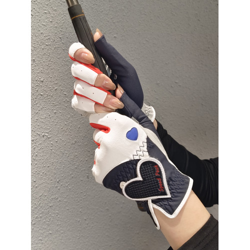 高爾夫女士手套防曬雙手夏天薄款透氣左手半指右手觸控螢幕式露指輕薄