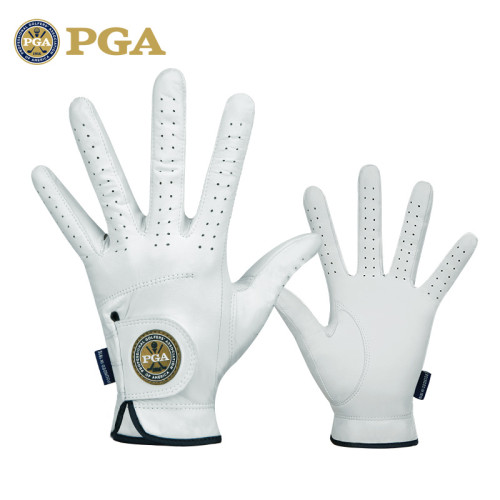 美國PGA 進口羊皮高爾夫球手套男士真皮高級專業手套單衹左右雙手