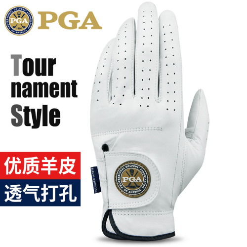 美國PGA 進口羊皮高爾夫球手套男士真皮高級專業手套單衹左右雙手