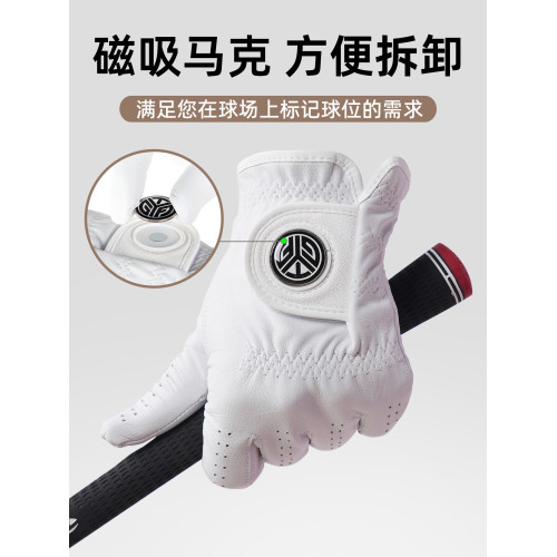 新款TYGOLF高爾夫手套男士全羊皮帶馬克舒適透氣防滑高爾夫球手套