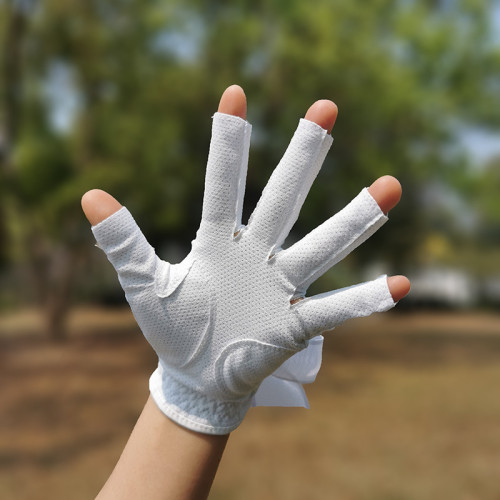 韓版露指高爾夫球手套女士雙手透氣耐磨golf用品左右手防滑PU手套