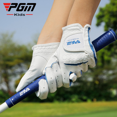 PGM 兒童高爾夫手套男童耐磨羊皮小孩防滑青少年雙手女童真皮手套
