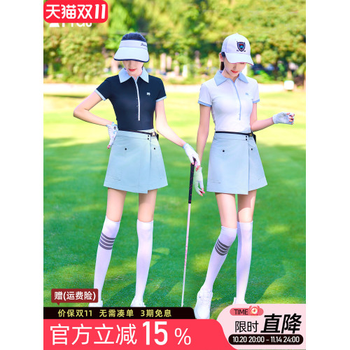 新款高爾夫球服裝女士短袖T恤POLO衫防走光短裙運動速乾衣服套裝