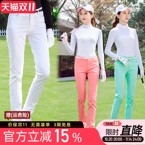 秋季高爾夫球女士長褲輕薄中腰棉修身舒適運動球服休閒褲子服裝