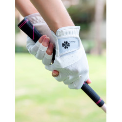 2雙可 高爾夫球手套 女士防滑矽膠手套 露指透氣可觸控螢幕 1雙裝