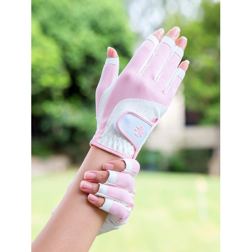 2雙可 高爾夫球手套 女士防滑矽膠手套 露指透氣可觸控螢幕 1雙裝