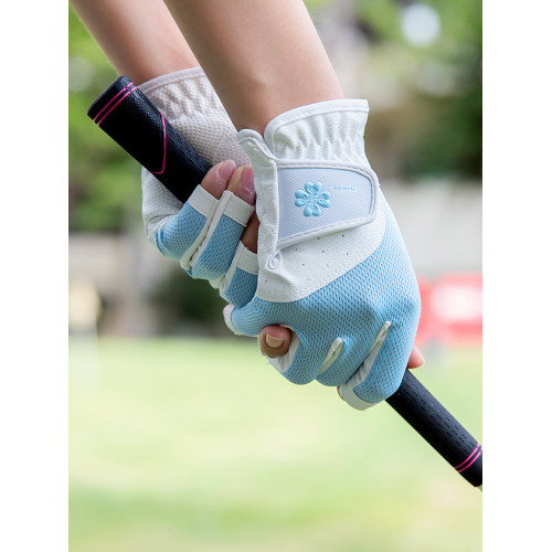 2雙可 高爾夫球手套 女士防滑矽膠手套 露指透氣可觸控螢幕 1雙裝