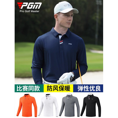 PGM 新款高爾夫服裝男裝秋季長袖t恤運動上衣翻領衣服休閒Polo衫