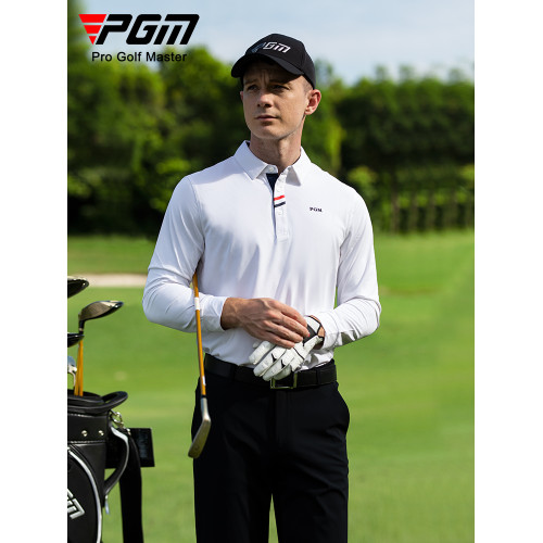 PGM 新款高爾夫服裝男裝秋季長袖t恤運動上衣翻領衣服休閒Polo衫