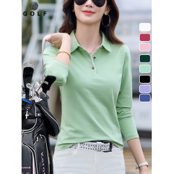 秋裝高爾夫女上衣戶外休閒運動時尚修身顯瘦長袖T恤女裝速乾球服