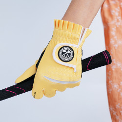 2雙 高爾夫女士手套 夏季透氣柔軟PU防滑六角紋手掌 一雙裝