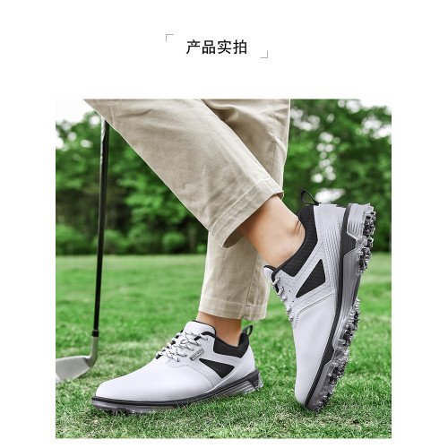 出口歐美高品質真皮專業高爾夫男鞋防水戶外休閒運動鞋大碼鞋
