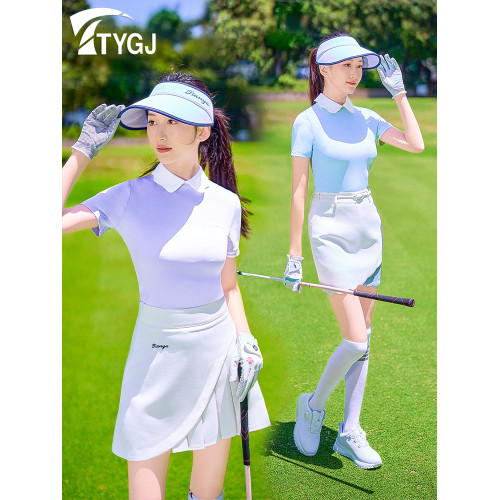 2025夏季新款高爾夫女士速乾短袖T恤防曬透氣顯瘦運動短裙套裝