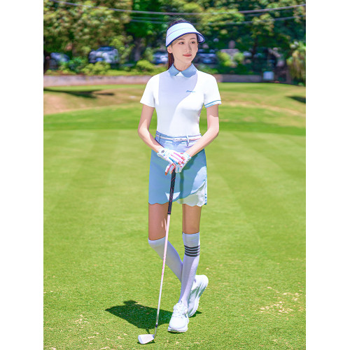 2025夏季新款高爾夫女士速乾短袖T恤防曬透氣顯瘦運動短裙套裝