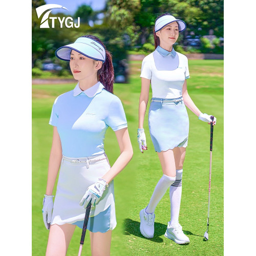 2025夏季新款高爾夫女士速乾短袖T恤防曬透氣顯瘦運動短裙套裝