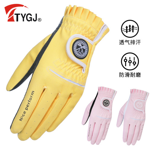 春季2雙高爾夫球手套女士韓版透氣掌心防滑六角紋PU皮左右手 春季2雙高爾夫球手套女士韓版透氣掌心防滑六角紋PU皮左右手