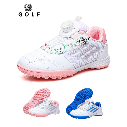 新兒童高爾夫鞋女童旋轉鞋帶運動球鞋夏季青少年男童防滑透氣鞋子