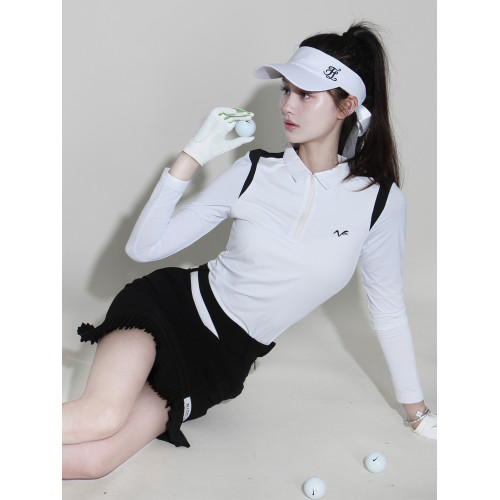 春夏新品韓版高爾夫女裝長袖上衣高級防曬運動透氣修身Polo衫套裝