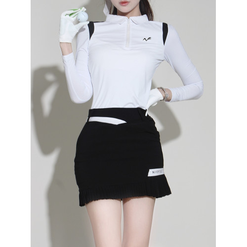 春夏新品韓版高爾夫女裝長袖上衣高級防曬運動透氣修身Polo衫套裝