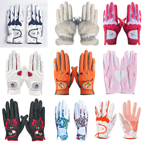 高爾夫手套女雙手露指防曬golf超纖布觸控螢幕式舒適女士高爾夫球手套