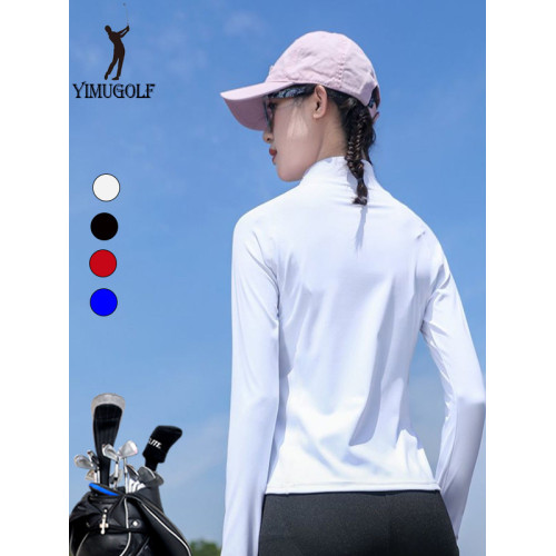 高爾夫球衣服長袖上衣女立領速乾打底衫2023秋冬新款加絨長袖T恤