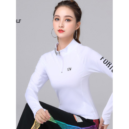 高爾夫球衣服長袖上衣女立領速乾打底衫2023秋冬新款加絨長袖T恤