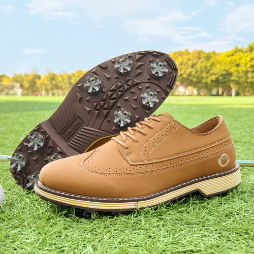 高爾夫球鞋男士布洛克英倫商務透氣防滑耐磨輕便活動釘運動鞋