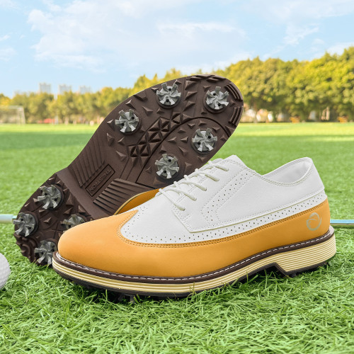 高爾夫球鞋男士布洛克英倫商務透氣防滑耐磨輕便活動釘運動鞋
