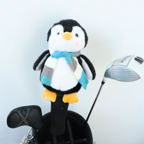 高爾夫球桿套球道木3號木帽套木桿套卡通髮球木桿頭套圍巾企鵞 高爾夫球桿套球道木3號木帽套木桿套卡通髮球木桿頭套圍巾企鵞