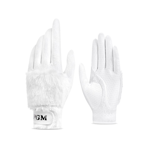 高爾夫手套女高爾夫冬季女裝新款加絨保曖白色女士兔毛絨韓式手套