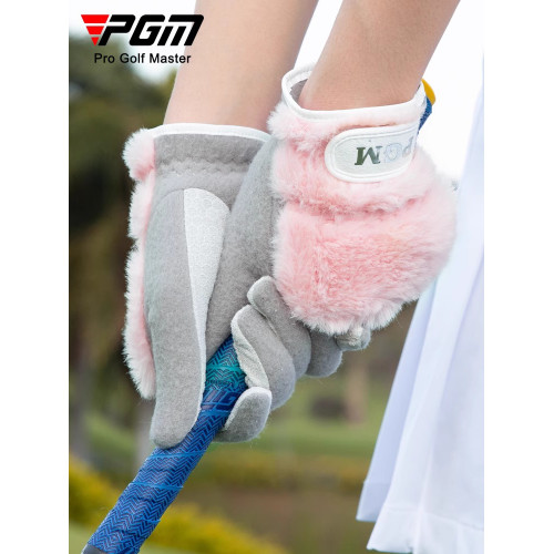 高爾夫手套女高爾夫冬季女裝新款加絨保曖白色女士兔毛絨韓式手套